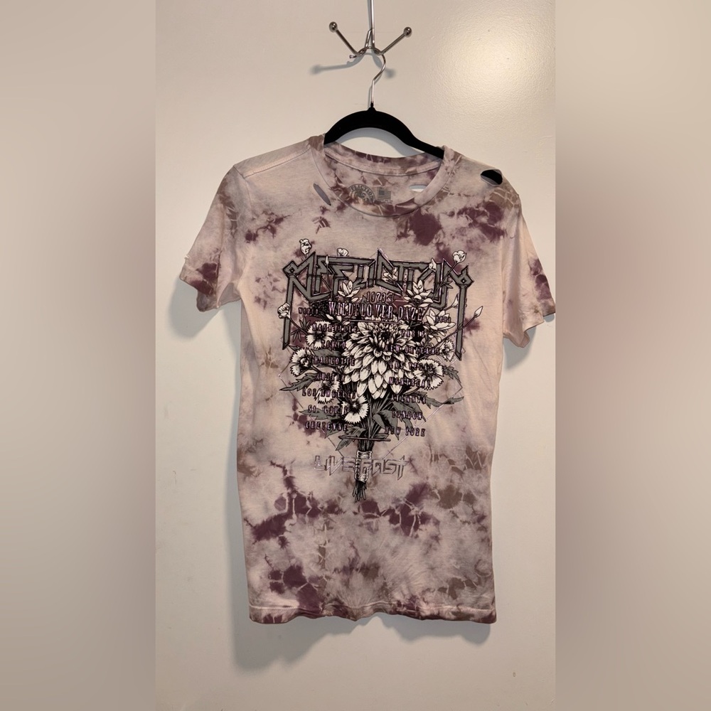 Affliction Women's T-Shirt Wildflower Daze White/Purpke